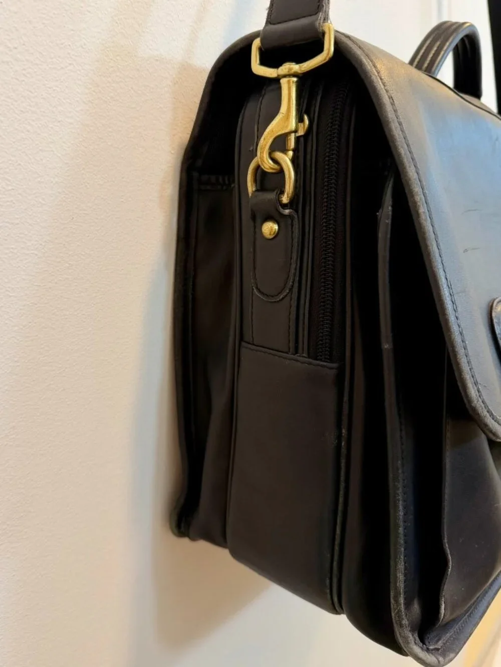 Vintage Coach FOS‑0532 Leather Attache Briefcase Black | Unisex | Shoulder Strap